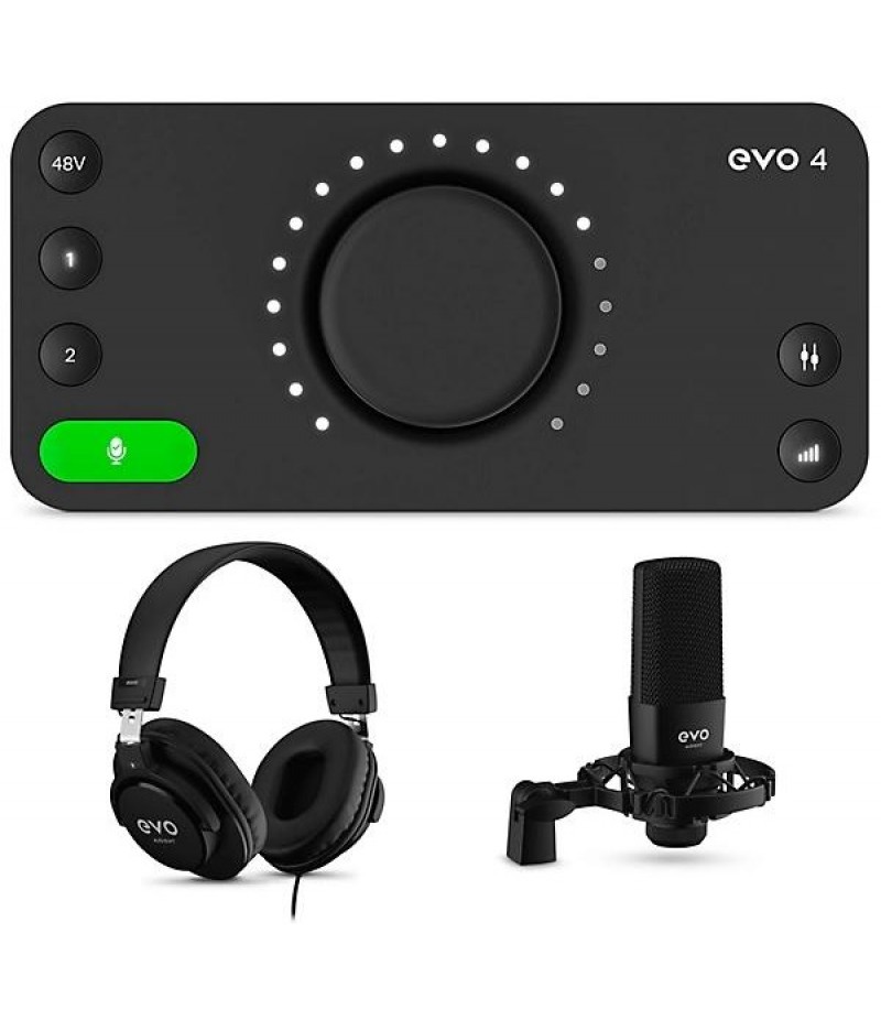 Audient EVO Start Recording Bundle With USB Audio Interface, Headphones, Mic, Shockmount and Mic Cable