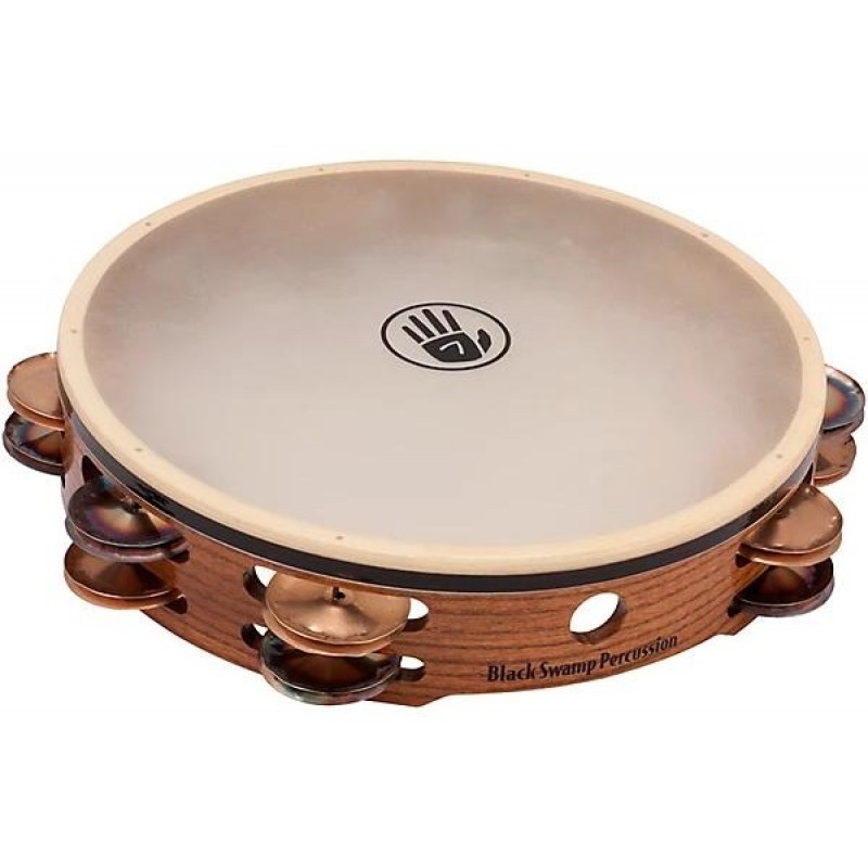 Black Swamp Percussion SoundArt Series Double-Row 10" Tambourine With Calf Head 10 in. Chromium/Bronze