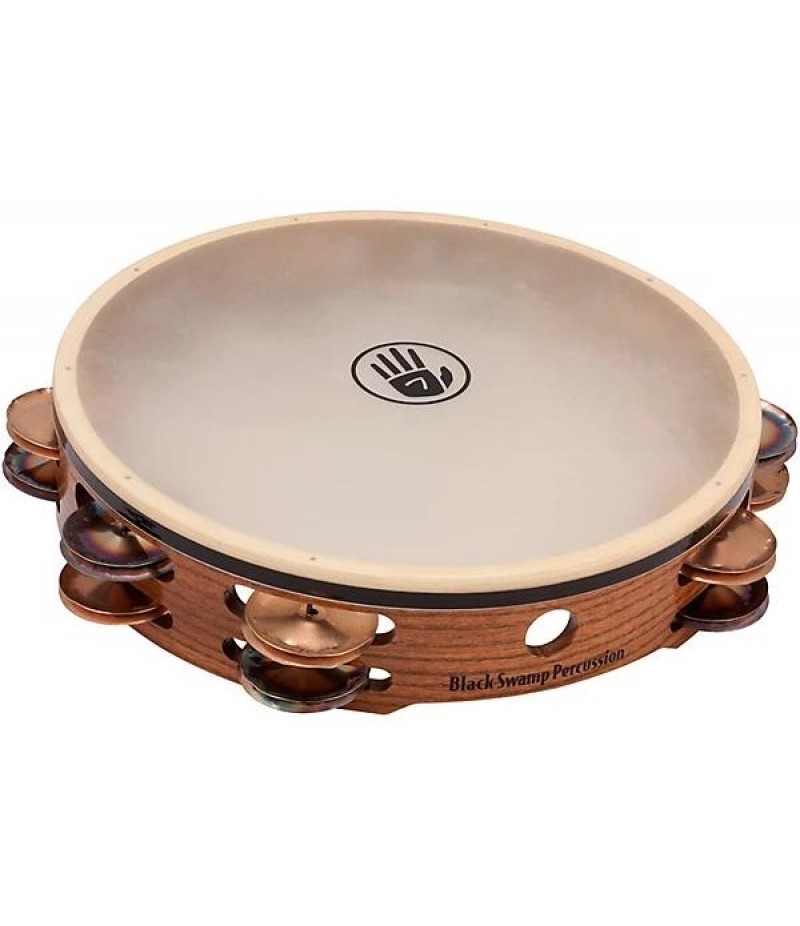 Black Swamp Percussion SoundArt Series Double-Row 10" Tambourine With Calf Head 10 in. Chromium/Bronze