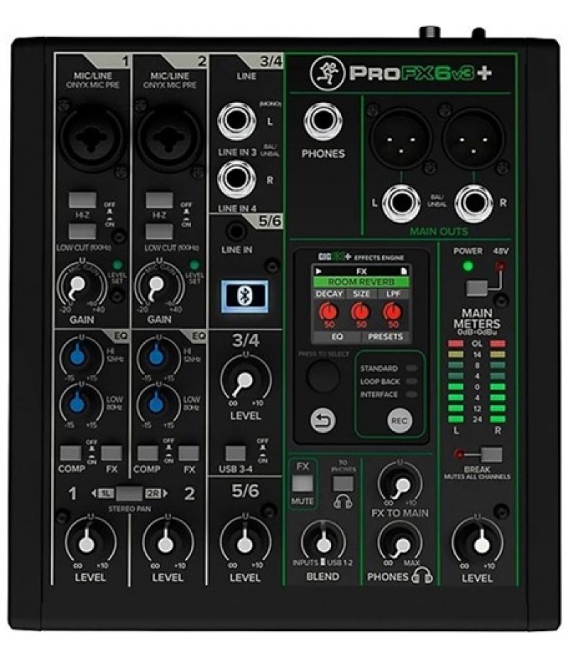 Mackie ProFX6v3+ 6-Channel Analog Mixer With Enhanced FX, USB Recording Modes & Bluetooth