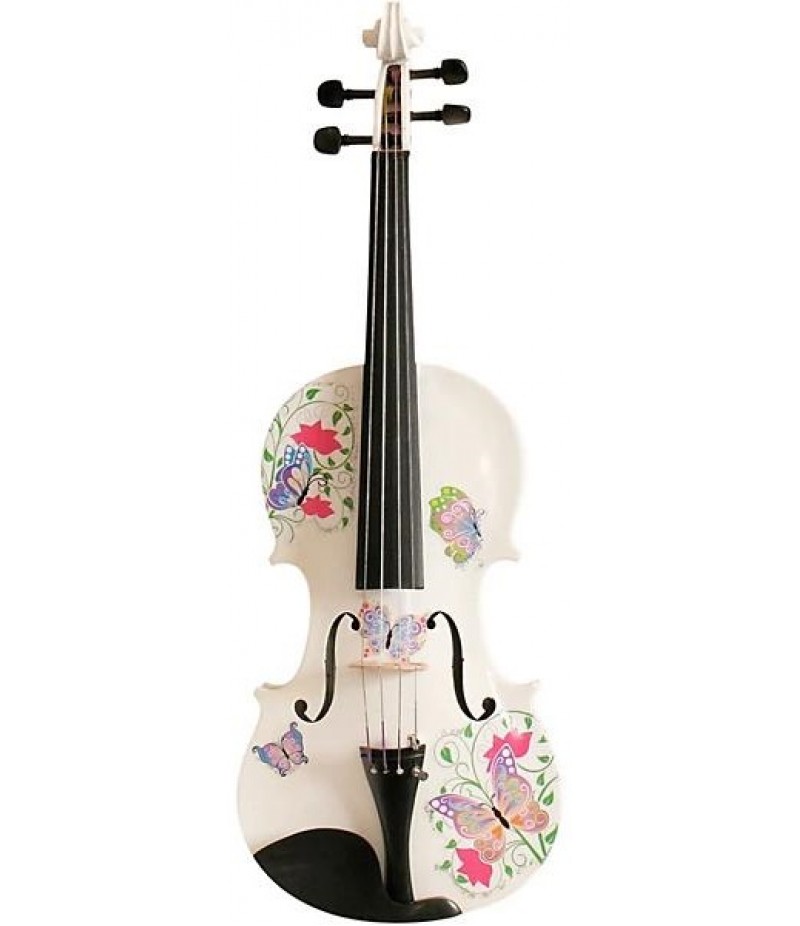 Rozanna's Violins Butterfly Dream White Glitter Series Violin Outfit 4/4