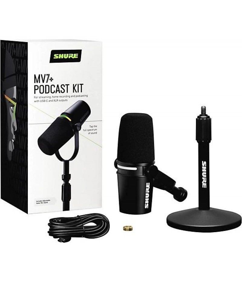 Shure MV7+ Podcast Kit With Stand Black