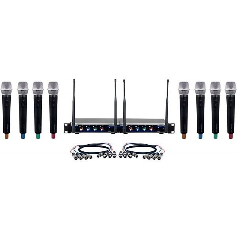 VocoPro DIGITAL-ACAPELLA-8 8-Channel UHF Wireless Handheld Microphone System, 900-927.2mHz 902-928 MHz Black