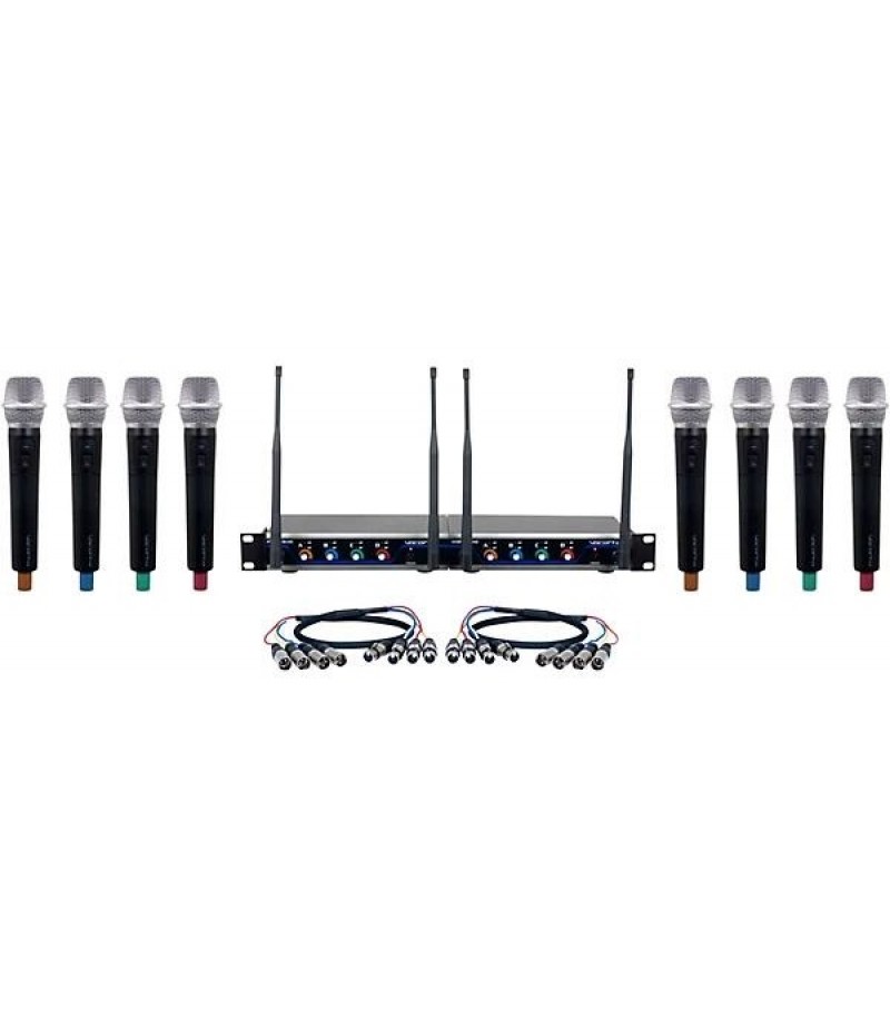 VocoPro DIGITAL-ACAPELLA-8 8-Channel UHF Wireless Handheld Microphone System, 900-927.2mHz 902-928 MHz Black