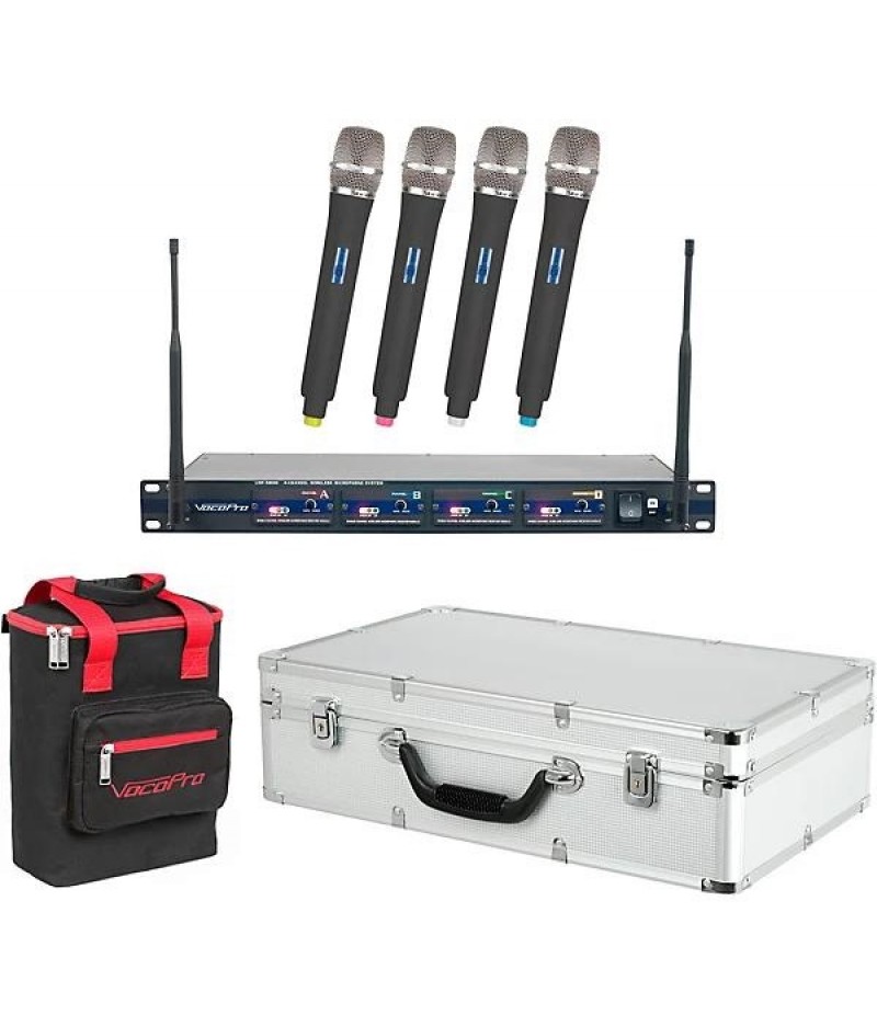 VocoPro UHF-5800 Plus 4-Mic Wireless System With Mic Bag Band 9